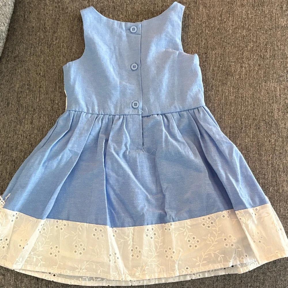 Tahari Blue and White Lace Kids Dress - Picture 3 of 3